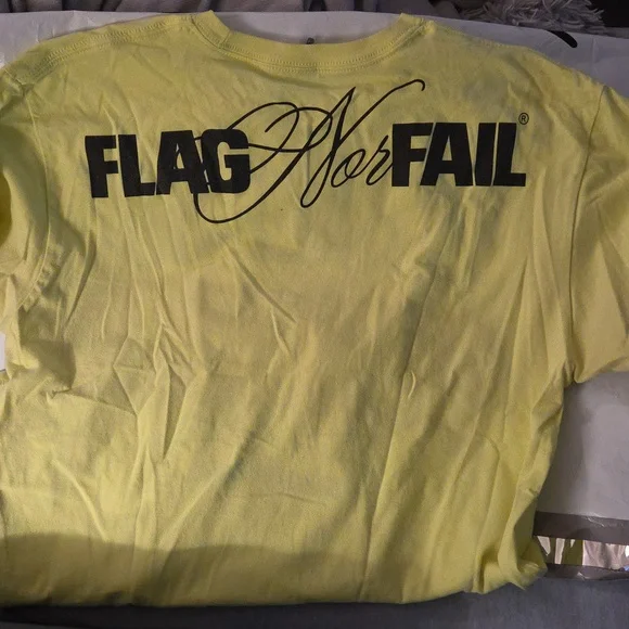 Flag Nor Fail Yellow and Purple Statement Tee - Picture 2 of 3